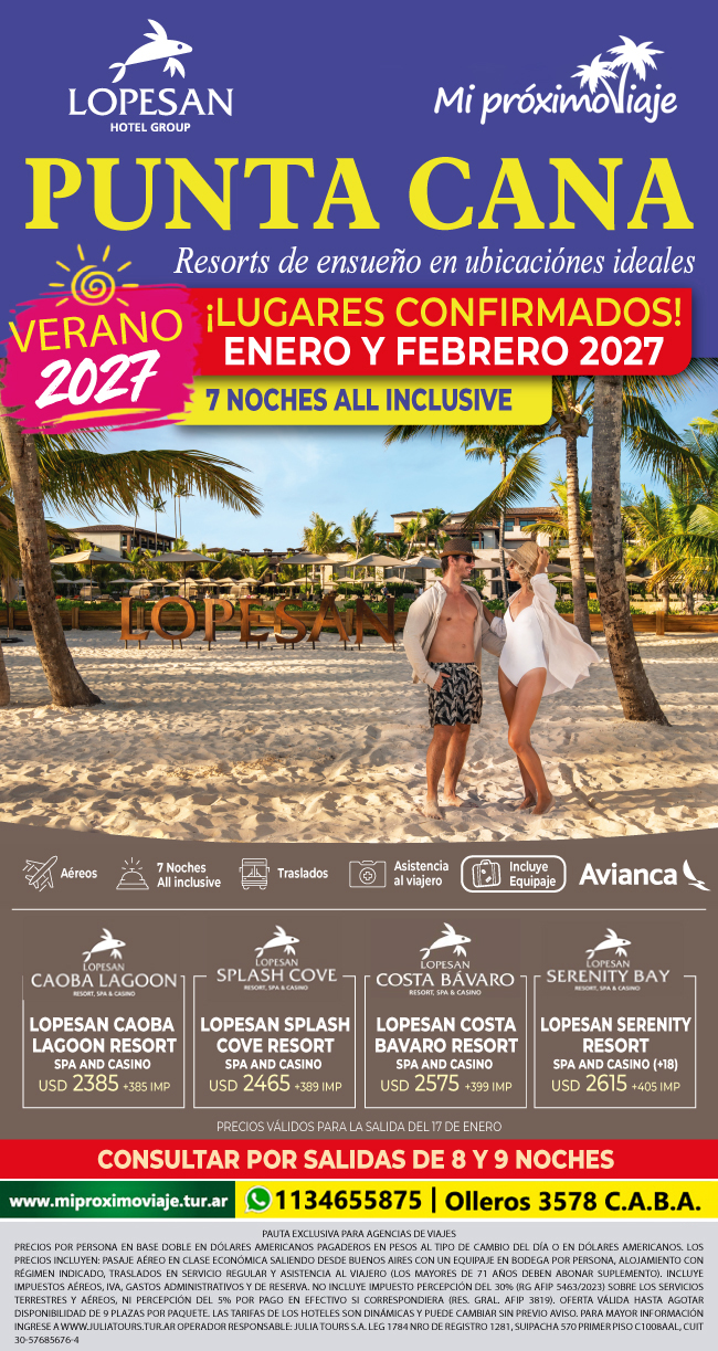 PUNTA CANA con AVIANCA - LUGARES CONFIRMADOS VERANO 2027 en HOTELES LOPESAN !!!
